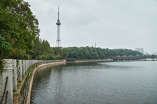 长沙烈士公园夏季雨后风景