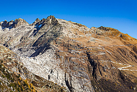 瑞士,瓦莱,阿尔卑斯山,左边,排水槽,冰川,隘口