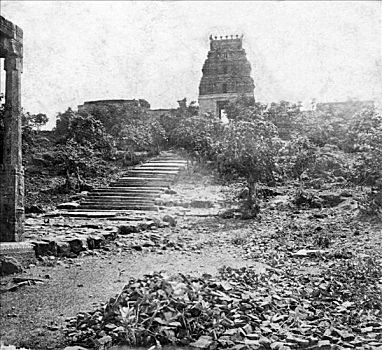 毁坏,庙宇,靠近,印度