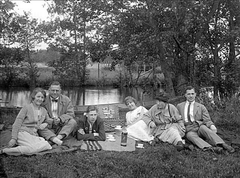 群体,野餐,历史,图像,20年代