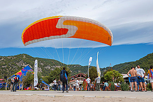 滑翔伞,海滩,费特希耶,土耳其