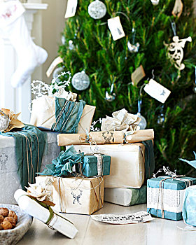 手制,圣诞礼物,包装,圣诞拉炮,正面,圣诞树