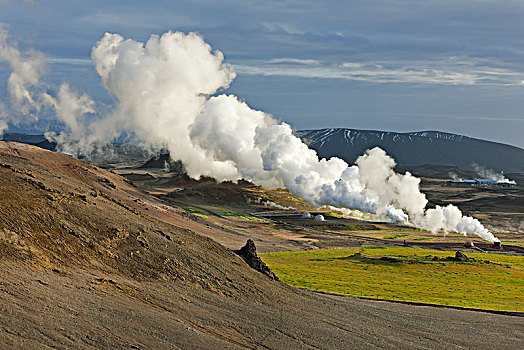 蒸汽,柱子,地热,区域,冰岛,欧洲