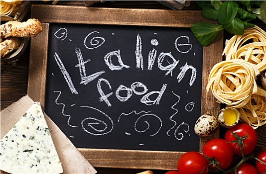 意大利食物,旧式,木头,背景,黑板