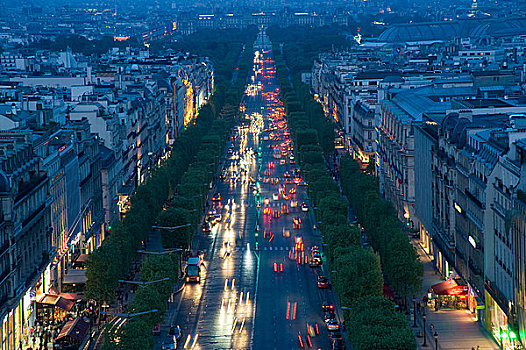香榭丽舍大街,夜晚,巴黎,法国