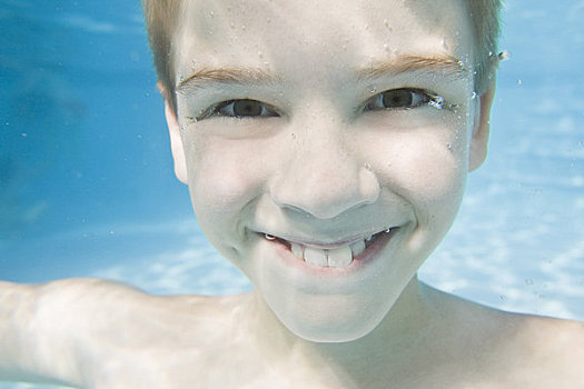 男孩,肖像,水下