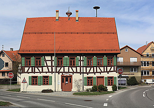 市政厅,半木结构,区域,巴登符腾堡,德国,欧洲