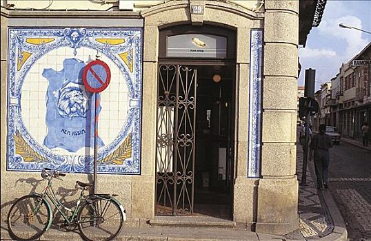 瓷砖墙,广告,阿威罗,葡萄牙,欧洲