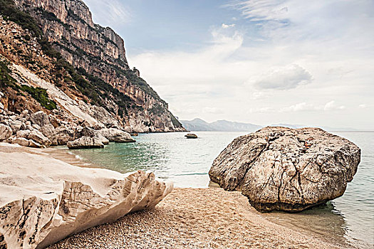 漂石,海滩,萨丁尼亚,意大利