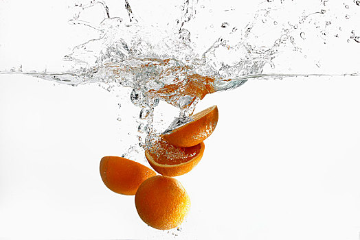 橘子,溅,水