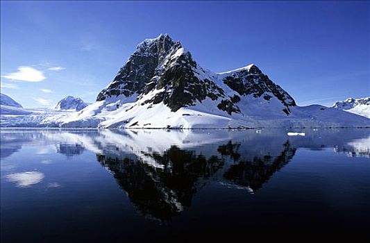 反射,积雪,山峦,水中,雷麦瑞海峡,南极