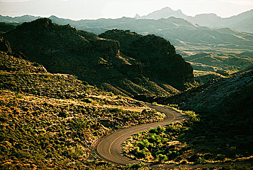 弯路,通过,山峦,历史,66号公路,亚利桑那,美国