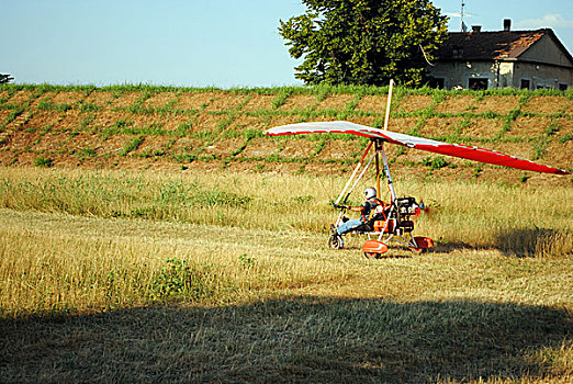彩色,悬挂式滑翔机,农田,风景