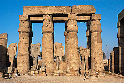 卢克索神庙,平滑,柱子,纸莎草,建造,拉美西斯二世,朝代,埃及新王国,埃及