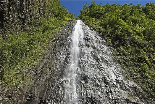 瀑布,山谷,留尼汪岛,法国,非洲