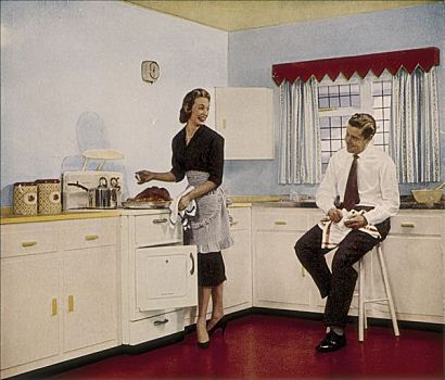 烹饪,厨房,20世纪50年代,艺术家,未知
