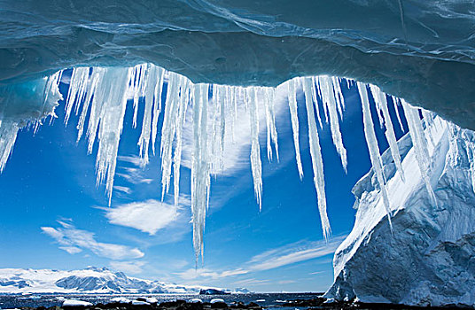 南极,冰柱,悬挂,嘴,冰川冰,洞穴,海峡,南极半岛