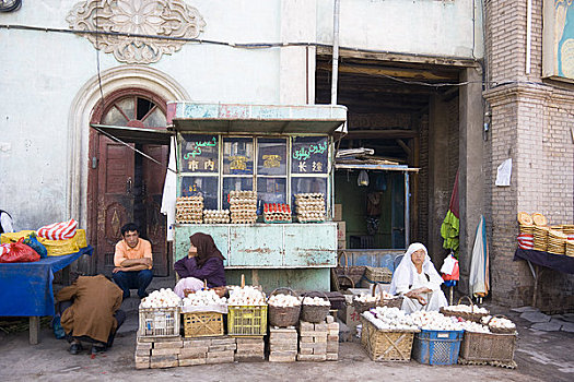 蛋,摊贩,道路,喀什葛尔,新疆,中国