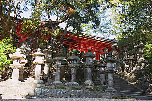 石头,灯笼,靠近,奈良,日本