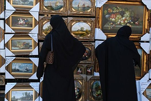 大,布列塔尼,穆斯林,女人,穿,伊斯兰罩袍,购物,伦敦