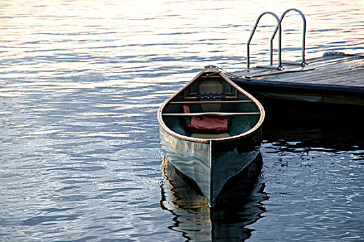 独木舟,码头,湖,木,安大略省,加拿大