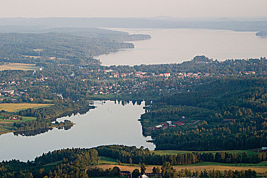小镇,湖,瑞典