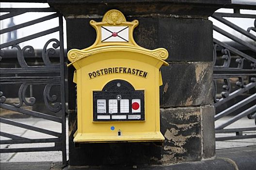 邮箱,靠近,桥,德累斯顿,萨克森,德国,欧洲