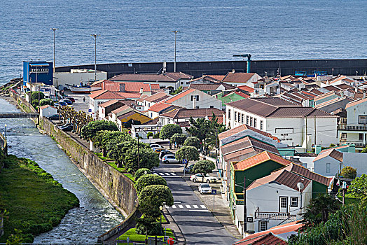 葡萄牙,亚速尔群岛,岛屿,海边,城镇景色