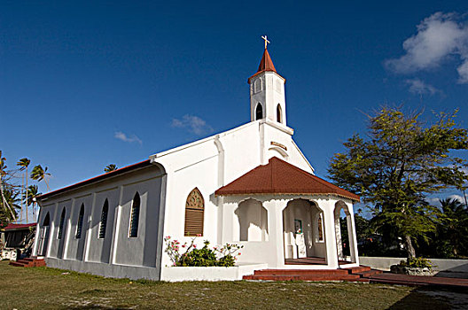 教堂,土阿莫土群岛,法属玻利尼西亚,太平洋