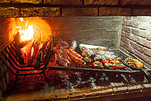 乌拉圭,蒙得维的亚,传统,慢,烹调,烧烤,新年