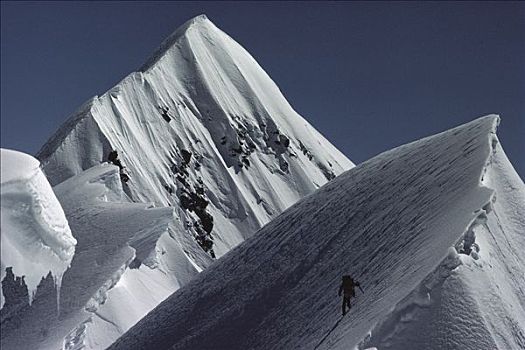 登山者,顶峰,库克山,新西兰