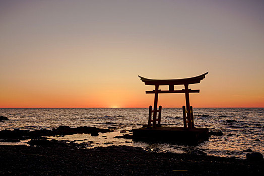 日落,入口,神社