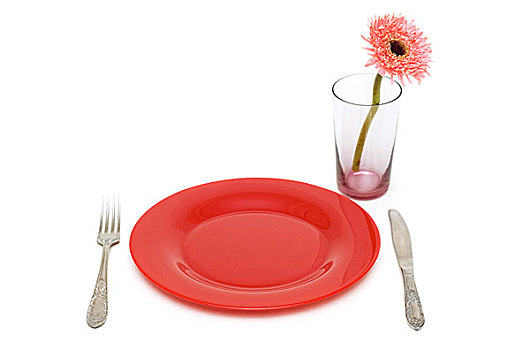 红色,盘子,桌子,器具,隔绝,白色