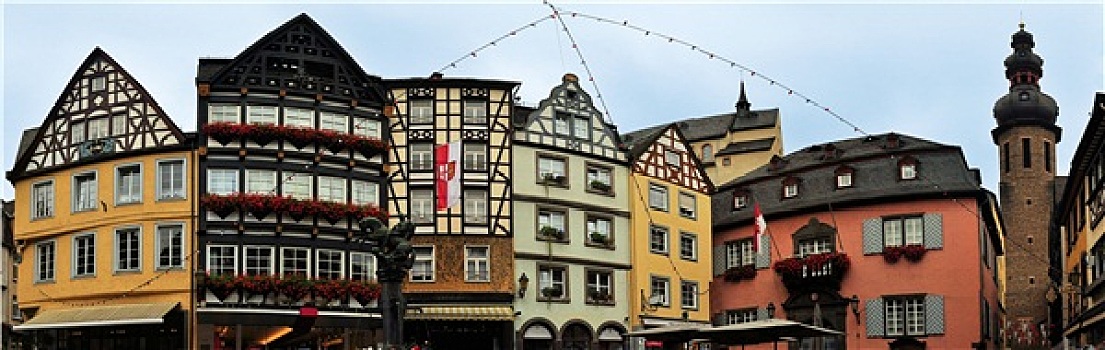 传统,半木结构房屋,市场,科赫姆,德国