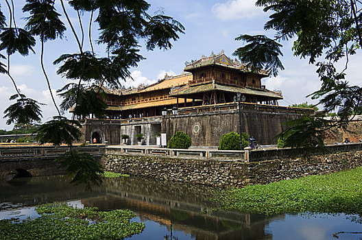 越南,色调,城堡,大门,护城河