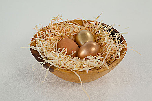 金色,复活节彩蛋,器具,白色背景