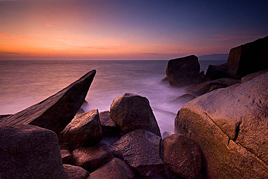 模糊,风景,岩石,海滩