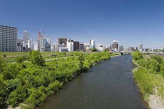 河,札幌,城镇风光