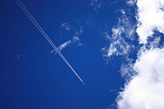 飞机划过蓝天