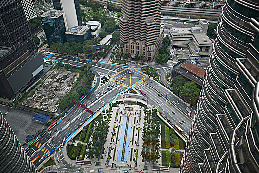 俯视图,双子塔,吉隆坡,马来西亚