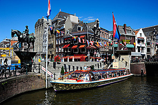 旅游,船,运河,古城区,阿姆斯特丹,北荷兰,荷兰,欧洲