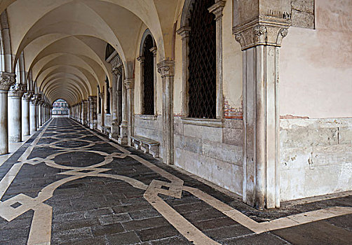 拱廊,总督宫,威尼斯,意大利,欧洲