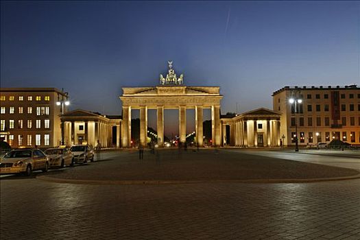 勃兰登堡门,广场,黄昏,柏林,德国,欧洲