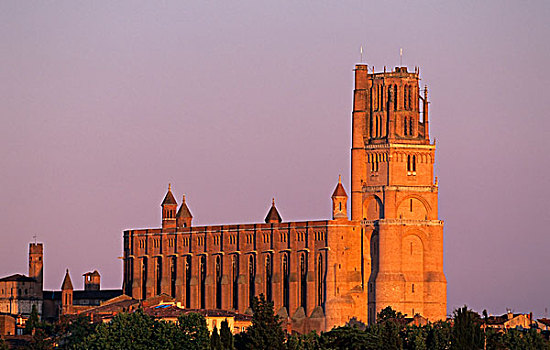 大教堂,13世纪,日落,阿尔比,法国