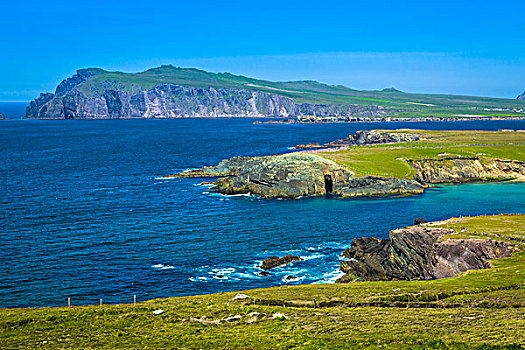 景色,沿岸,俯视,斯莱角,丁格尔半岛,凯瑞郡,爱尔兰