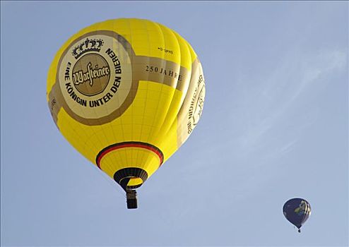 莱比锡,地点,夏天,远处,上方,气球,驾驶员,许多,热气球