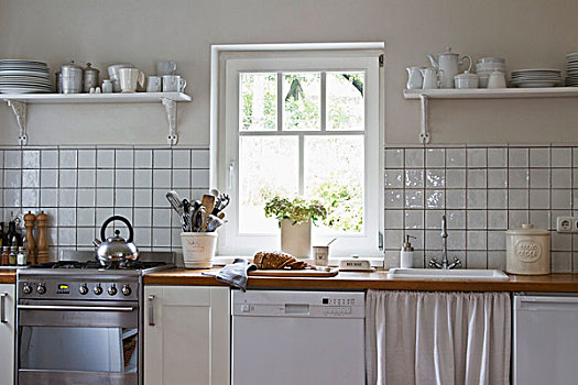 鲜明,简单,厨房,白色