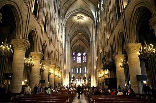 室内,圣母大教堂,巴黎,法国