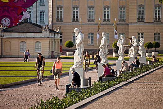 雕塑,广场,卡尔斯鲁厄,巴登符腾堡,德国,欧洲