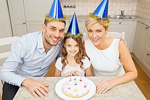庆贺,家庭,休假,生日,概念,幸福之家,蓝色,帽子,蛋糕